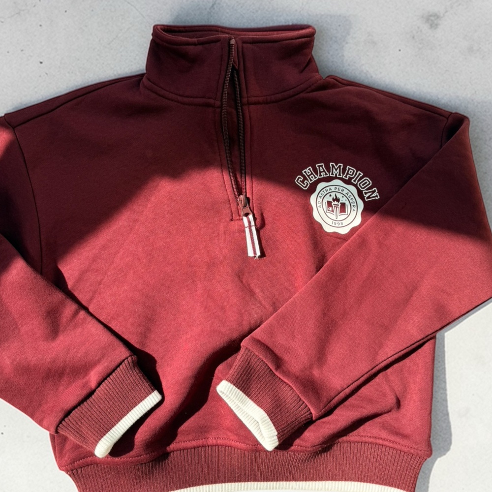 Burgundy Champion Quarter-Zip Sweatshirt Girls size 8